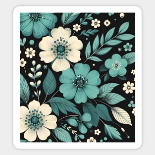 Teal Floral Illustration Sticker